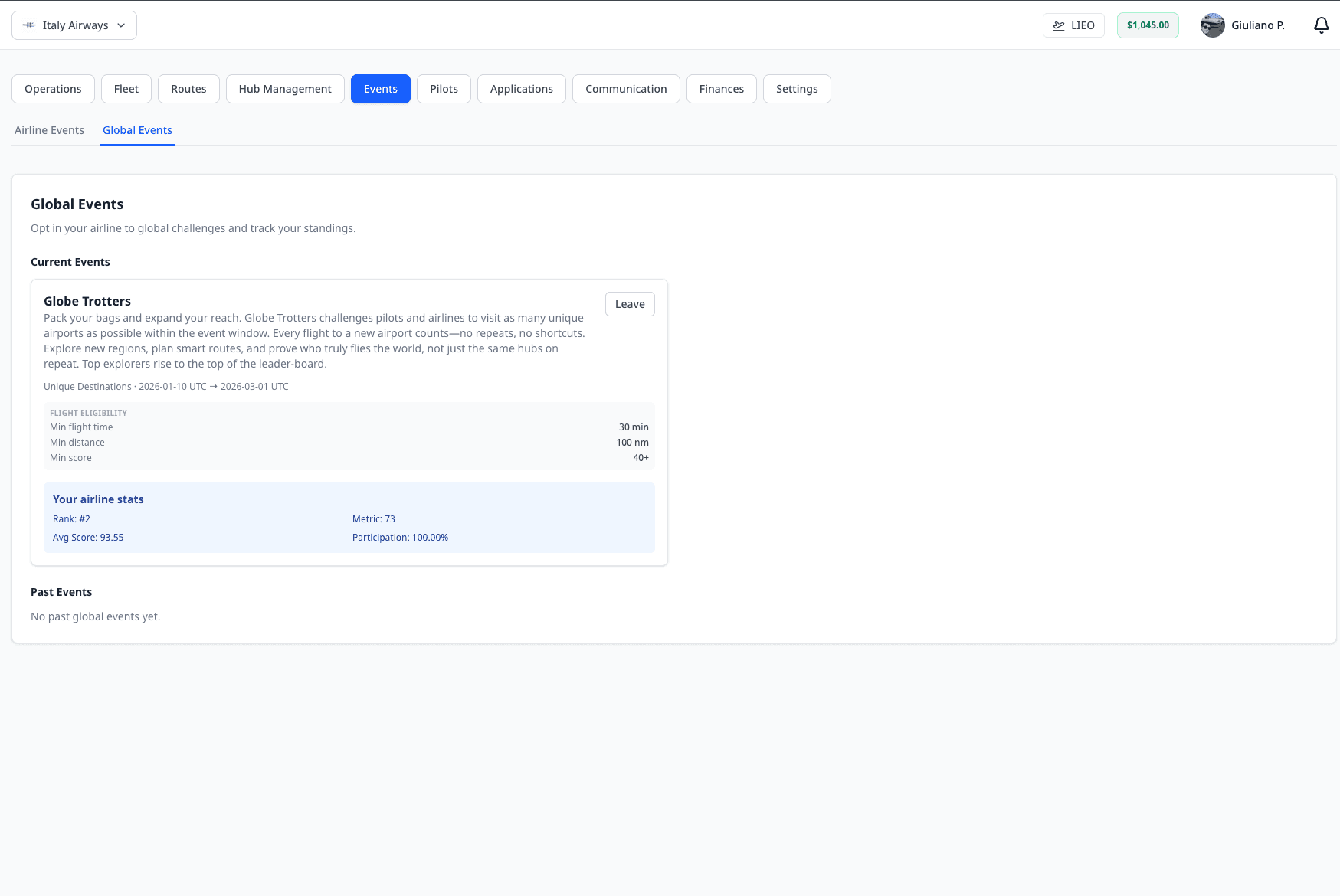 Community and events interface