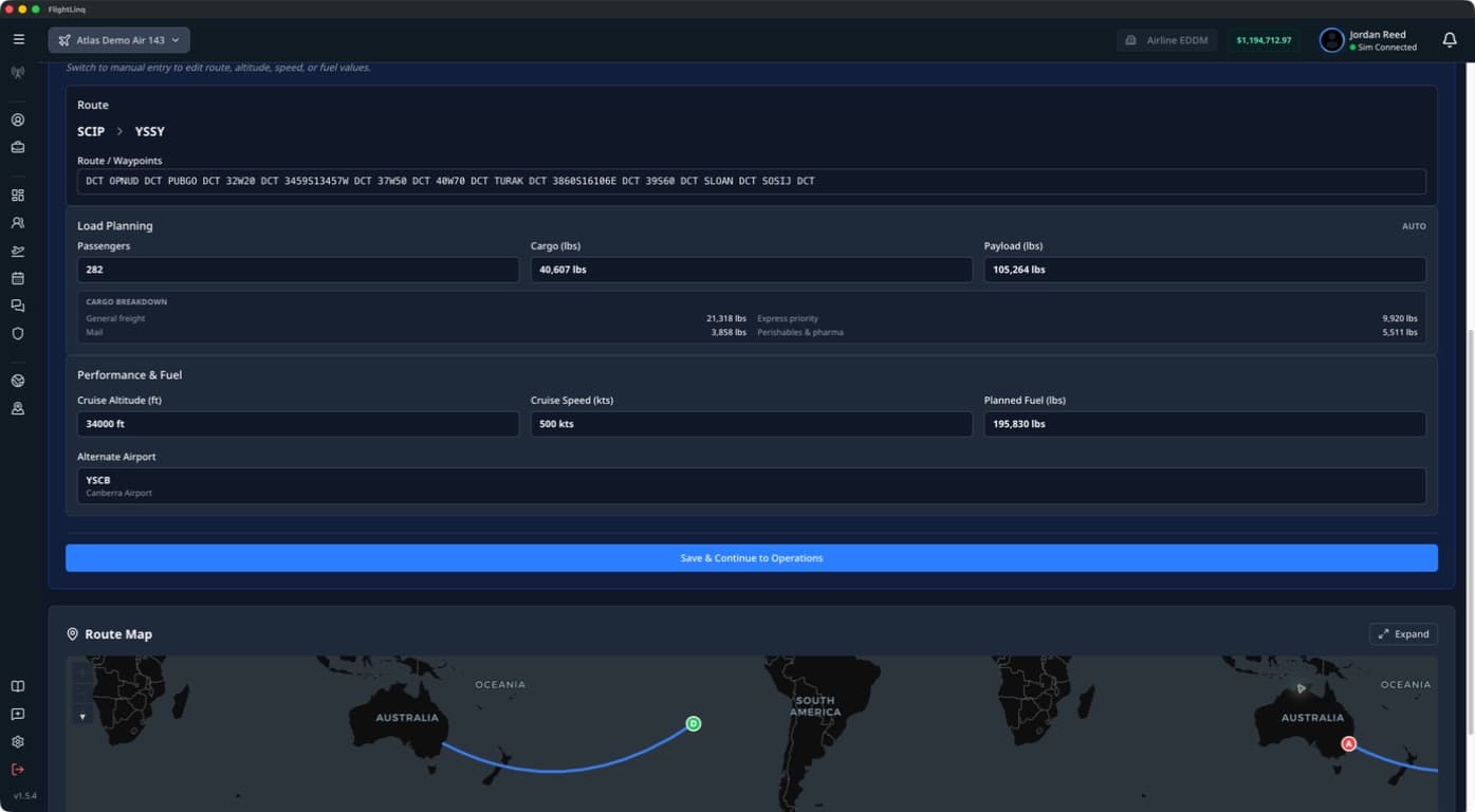 Pre-Flight Briefing interface